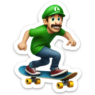luigi mangione on a skateboard sticker
