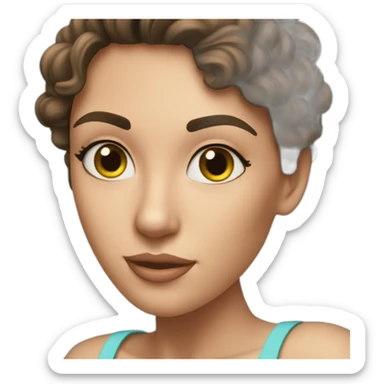 Slim thick caucasian brunette on the beach sticker