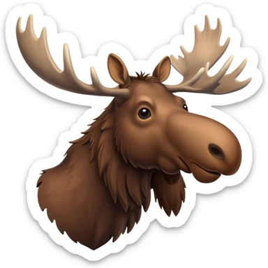 A high-resolution digital illustration of a moose in a clean, semi-realistic style. The moose is shown facing sideways head tilted  sticker