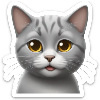 Cat grey eyes blowing out kiss  sticker