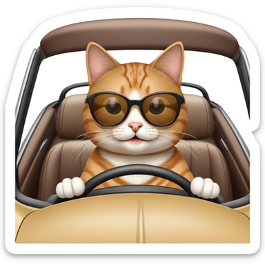 cat driving a car sticker