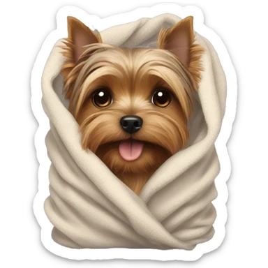 Yorkshire terrier in a blanket  sticker