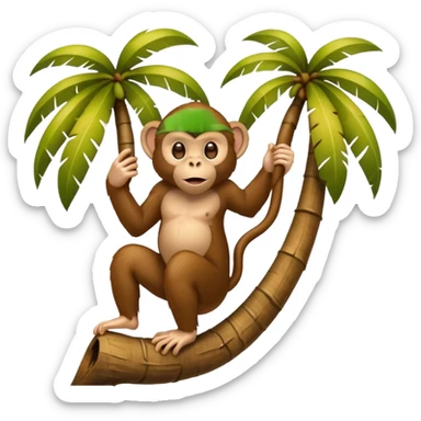 coconut tree with a monkey small sticker