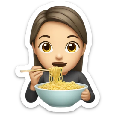 A girl eating noodles sticker