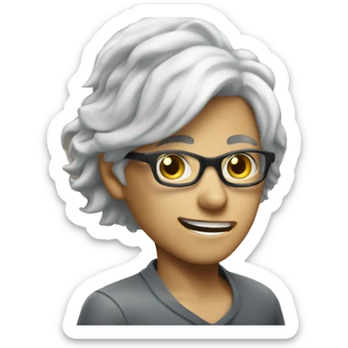 Blonde girl wearing glasses and grey hair white boy dancing  sticker
