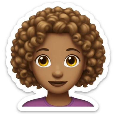 girl emoji light skin with curly brown hair with lashes sticker