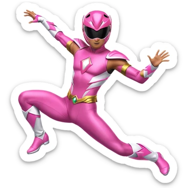 Pink Power Ranger with exaggerated motion lines in a powerful dance pose sticker