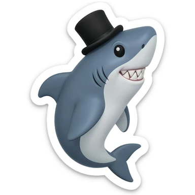 Shark with a top hat sticker
