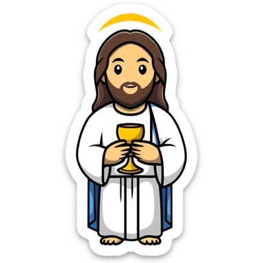 Jesus holding the Eucharist and chalice, celebrating mass sticker