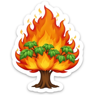 Flaming bush on fire with smoke sticker