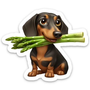 Dachshund eating asparagus  sticker