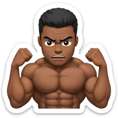black bodybuilder frustrated pulling hair sticker