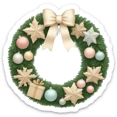Pastel beige Christmas wreath sticker