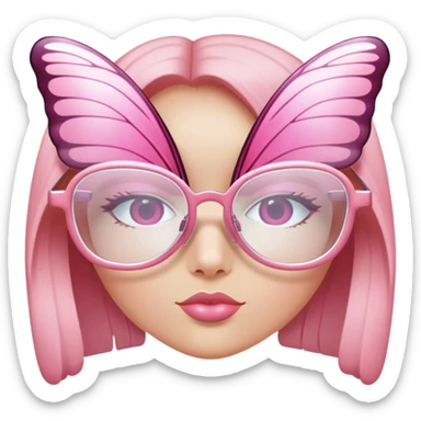 Y2K butterfly shaped pink frameless glasses, early 2000s fashion, no rim sticker