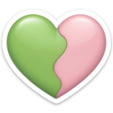 A half light green half light pink heart sticker