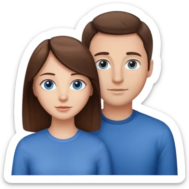 couple homme cheveux raide châtains, yeux bleu et femme cheveux raide chatains, yeux marron sticker