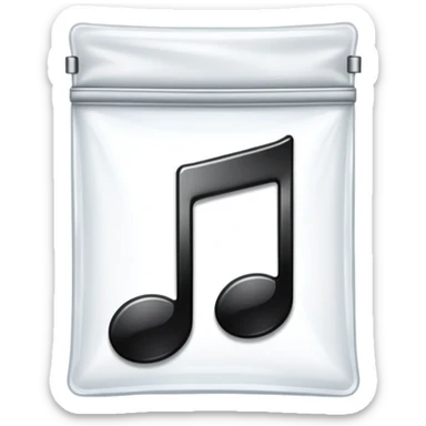 transparent ziplock bag with a black music note inside sticker