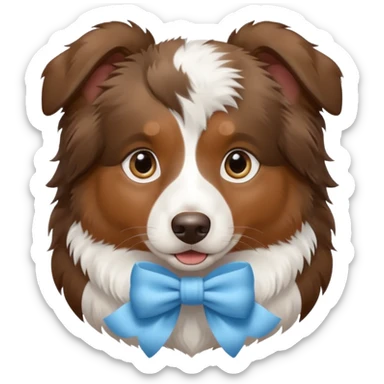 Australian shepherd with a light blue bow  sticker