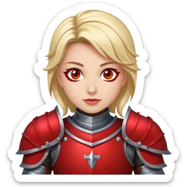 Female knight with crimson armor and blazing red eyes sticker