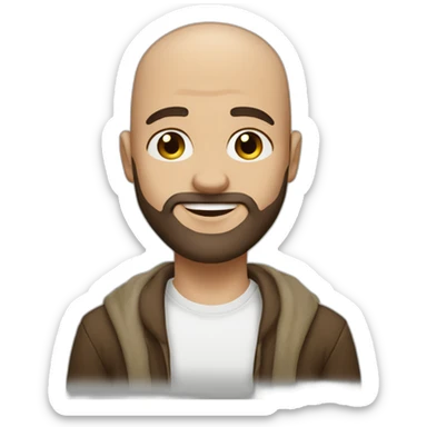 Daniel nass, brazilian, white skin, half bald, straight brown hair, bearded sticker