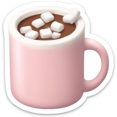 Light Pink mug of hot chocolate with marshmallows  sticker