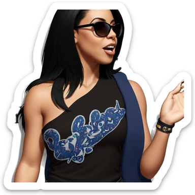 black-haired girl in sunglasses sticker