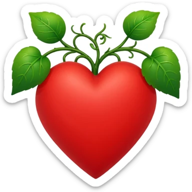 red heart with green vines growing around it and covering it up sticker