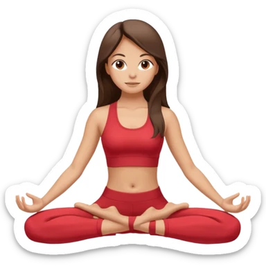 Девушка брюнетка с длинными волосами, костями глазами занимается йогой. Картинка должна были в цветах: бежевый, бледно коасгый и коричневый sticker
