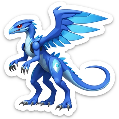 Shiny Futuristic Fakemon-Pokemon-Digimon-Spectrobes-Raptor-fusion, full body sticker