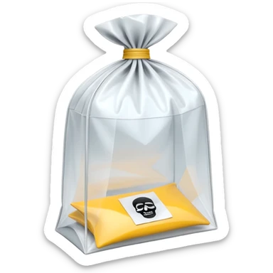 3D render of Evidence Bag inside a clear plastic evidence bag, sterile lighting, forensic crime scene aesthetic, plastic reflection. sticker