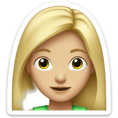 A girl with green eyes and shoulder-length blond hair sticker