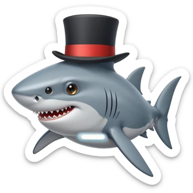Shark with a top hat sticker