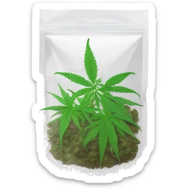 transparent ziplock bag with sativa strain inside sticker