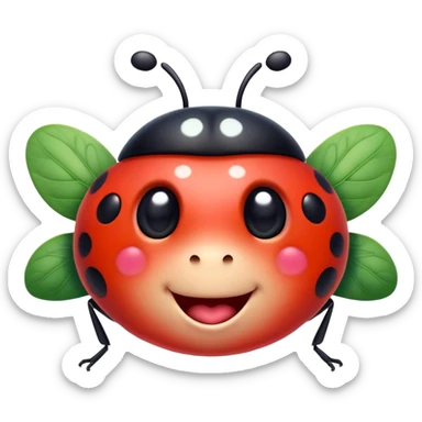 Cinematic Cheeky Ladybug Portrait Emoji, Head tilted dramatically with an exaggeratedly surprised expression, featuring a petite, vibrant form with wide, comically expressive eyes full of playful disbelief and animated, fluttering wings, Simplified yet hilariously expressive features, highly detailed, glowing with a slightly sassy scarlet glow, high shine, dramatic yet playful, stylized with an air of cheeky garden mischief, soft glowing outline, capturing the essence of a meme-worthy ladybug that looks ready to flutter its way into viral fame! sticker