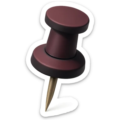 a push pin in burgundy color, realistic lighting and depth, matte background sticker
