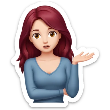 Beautiful long burgundy haired girl, shrugging shoulders sticker