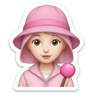 Labubu in pink with pink hat sticker
