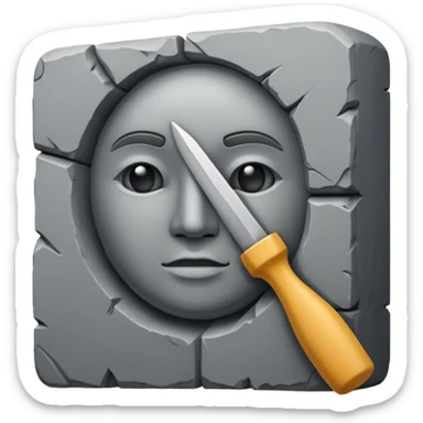 
half sculpture, with chisel sticker