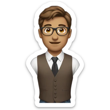 brown haired gay nerd sticker