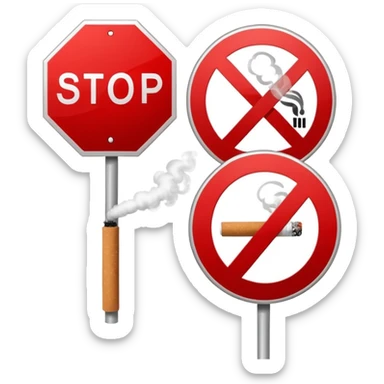 minimalist stop sign with cigarette, vape behind the stop sign in the middle. sticker
