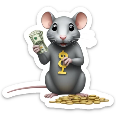 rat counting money sticker