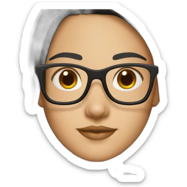 Create me a girl with shoulder length, black hair, and square glasses with brown skin sticker