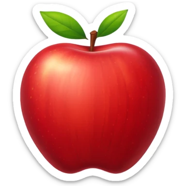 vibrant stylized whole red apple emoji, suitable as a sprite for a 2D fruit ninja game sticker