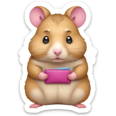 cartoon-style hamster melancholy expression poor with empty pockets sticker