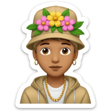 RAPPER WITH FLOWER HAT sticker