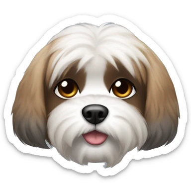A white Shitzu with brown fur around her mouth, and a little bit of dark grey fur on her eyes and ears. sticker