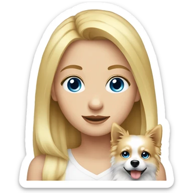 Blonde girl blue eyes holding spitz  sticker