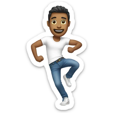 Dancing guy with white t shirt and blue jeans sticker