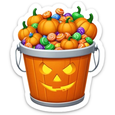 pumpkin bucket filled with Halloween candy sticker