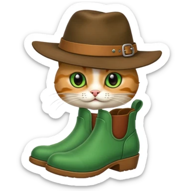 Un chat avec des botte et un chapeau  sticker